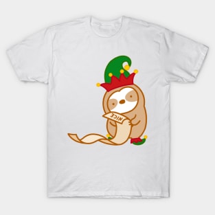 Cute Christmas Nice Elf Sloth T-Shirt